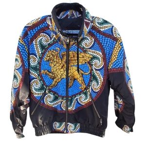 Giacca Mosaic Winged Griffin Lion Full Zip Sport Windbreaker Jacket Size Petite